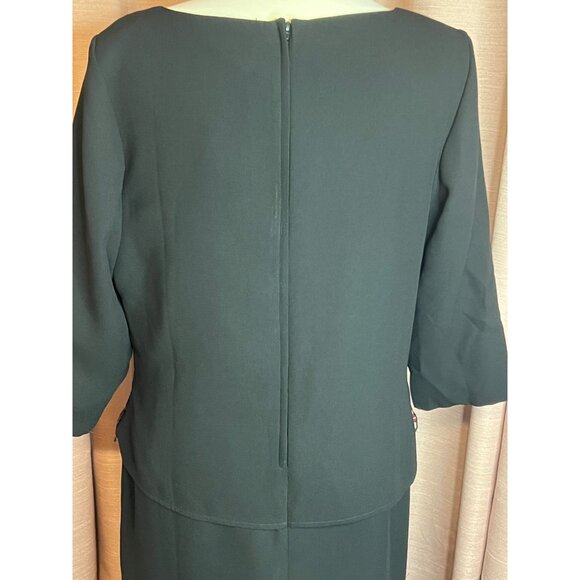 VTG Clues Collections 14P Black Midi Dress Floral Embroidery  Simi to Formal Y2K - Picture 6 of 14